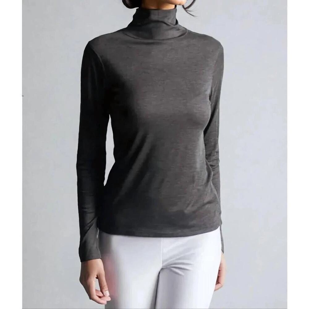 J. Mclaughlin Long Sleeve Turtleneck Pullover Sweater Heathered Gray Metallic M